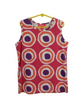 CR Kids Girls Sleeveless Tank Top 7 8 Pink Purple Circles Cotton Spandex Summer